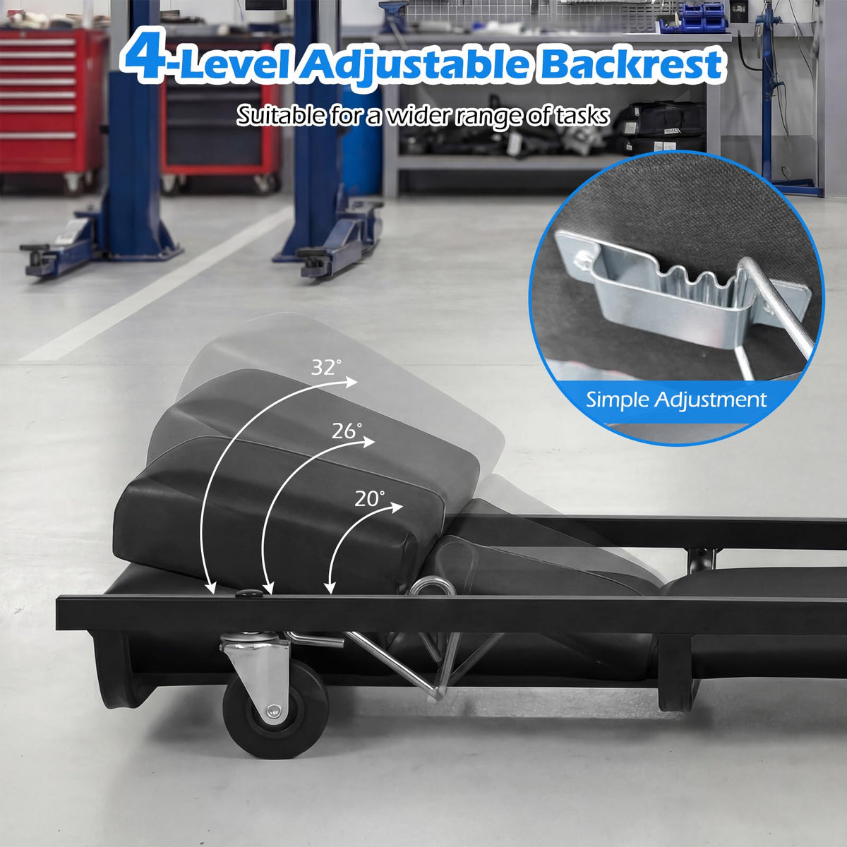 40 Inch Padded Rolling Creeper with 6 Swivel Casters M4675