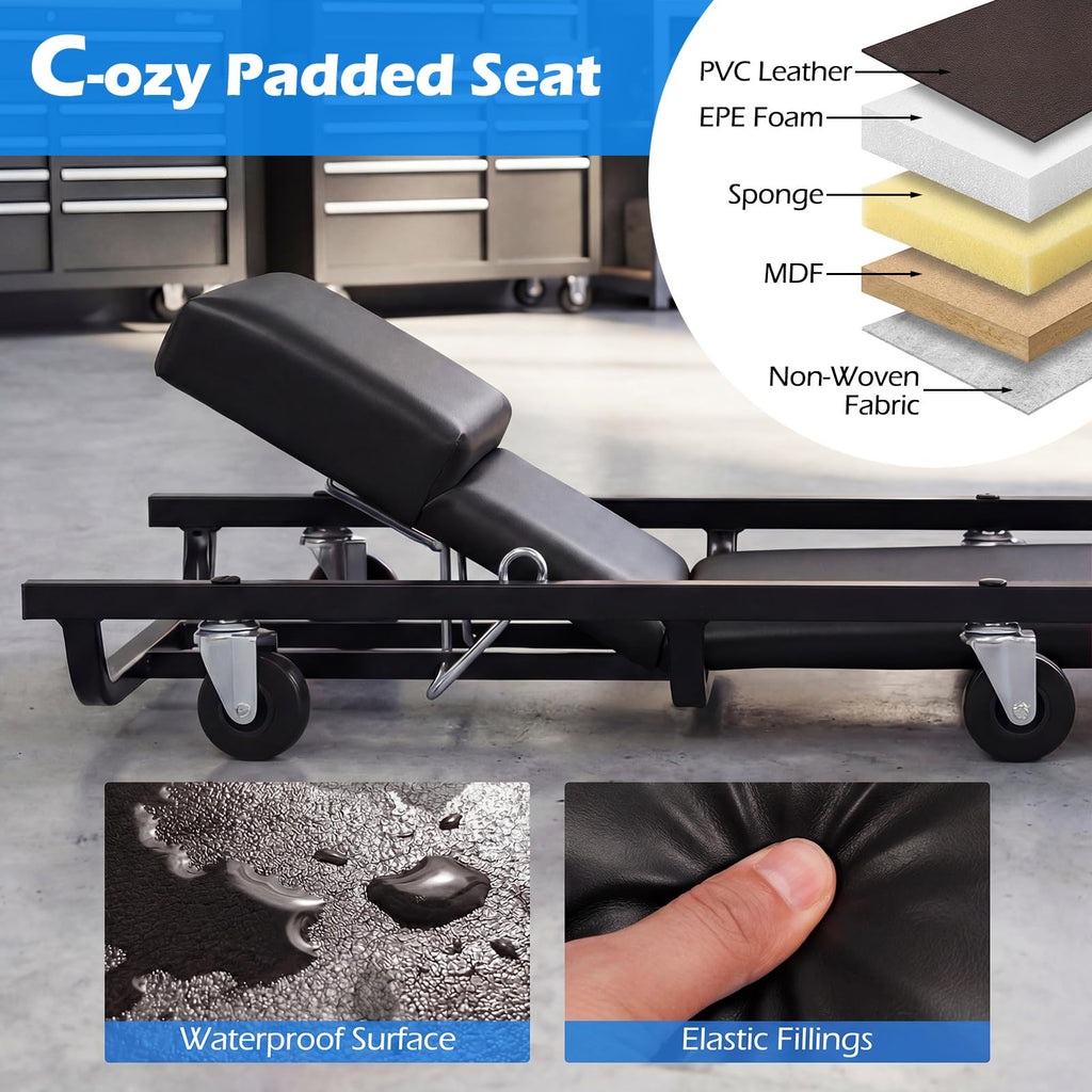 40 Inch Padded Rolling Creeper with 6 Swivel Casters M4675