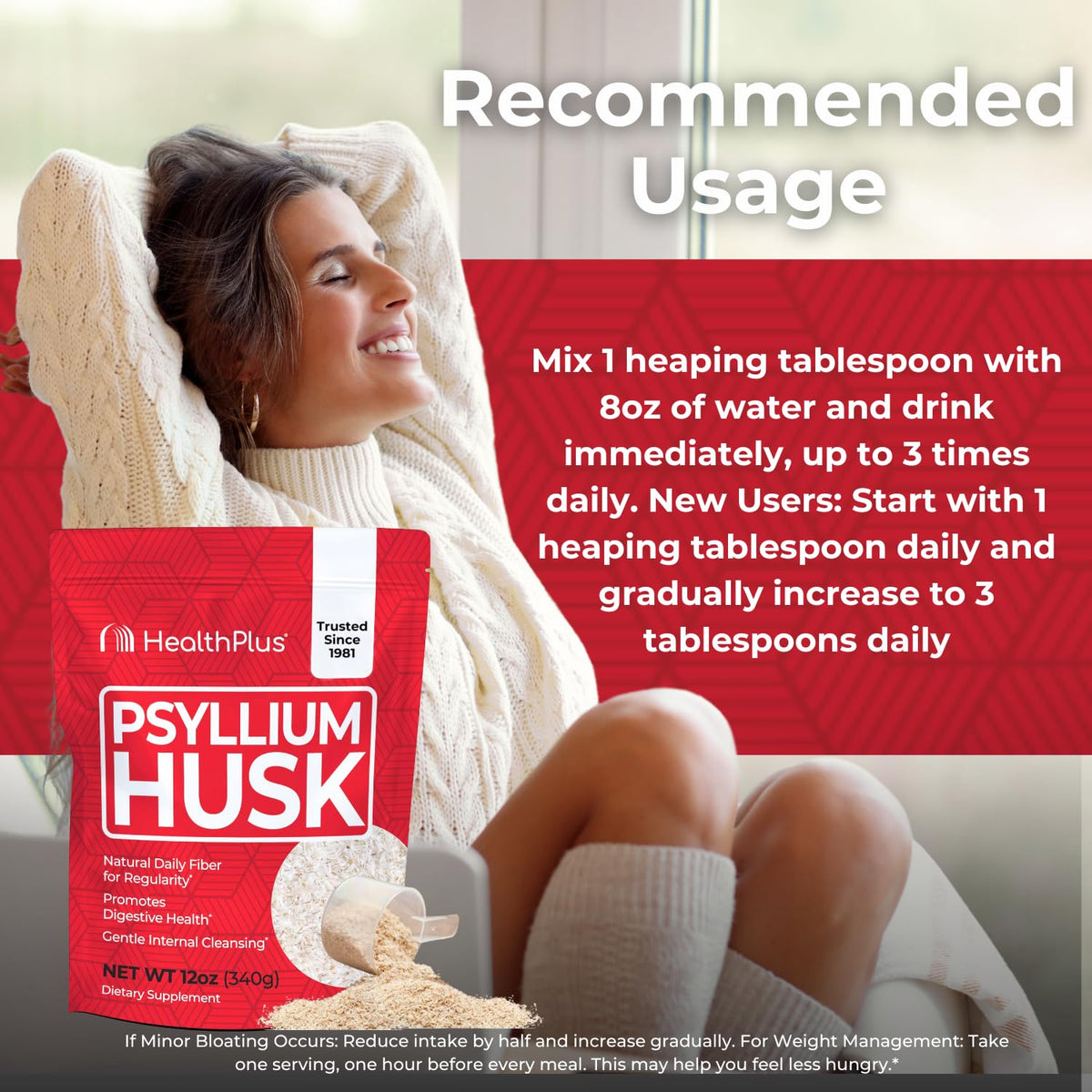 Psyllium Husk Fiber Supplement, 12 oz Y3473