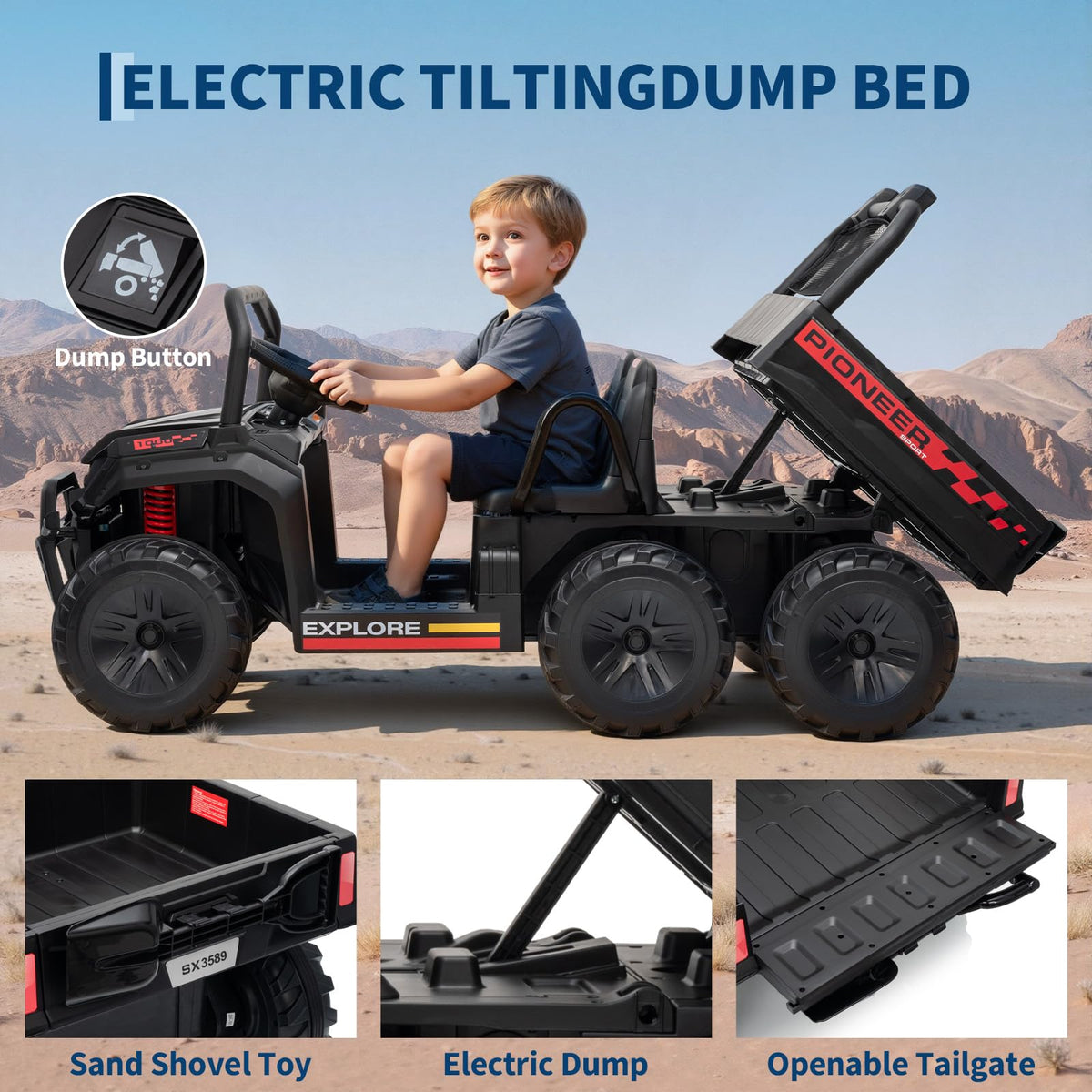 24V 2 Seater 4WD Ride on Dump Truck M447