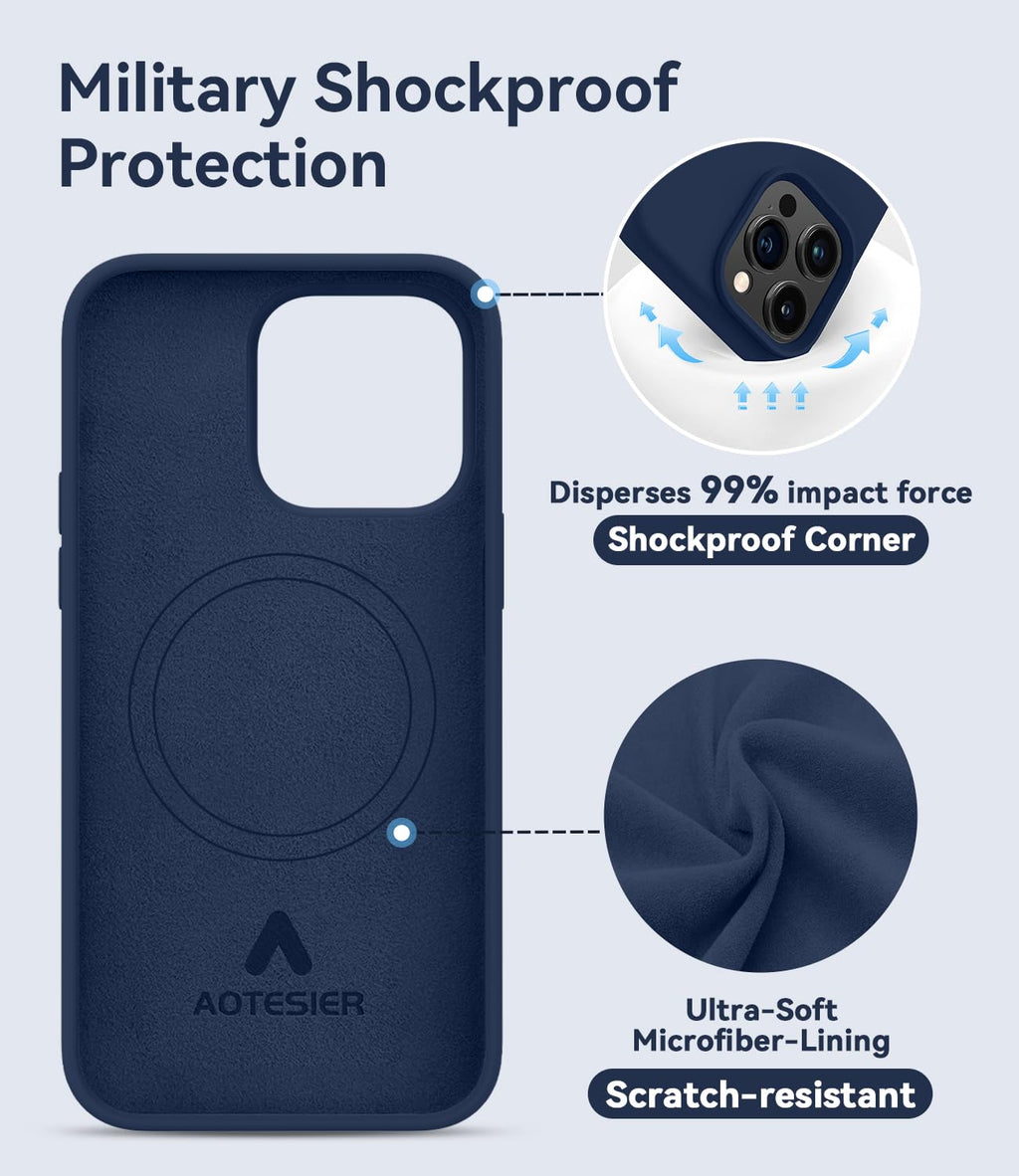 Magnetic Silicone Phone Case with Microfiber Lining, 6.7 inch, Navy Blue S11267