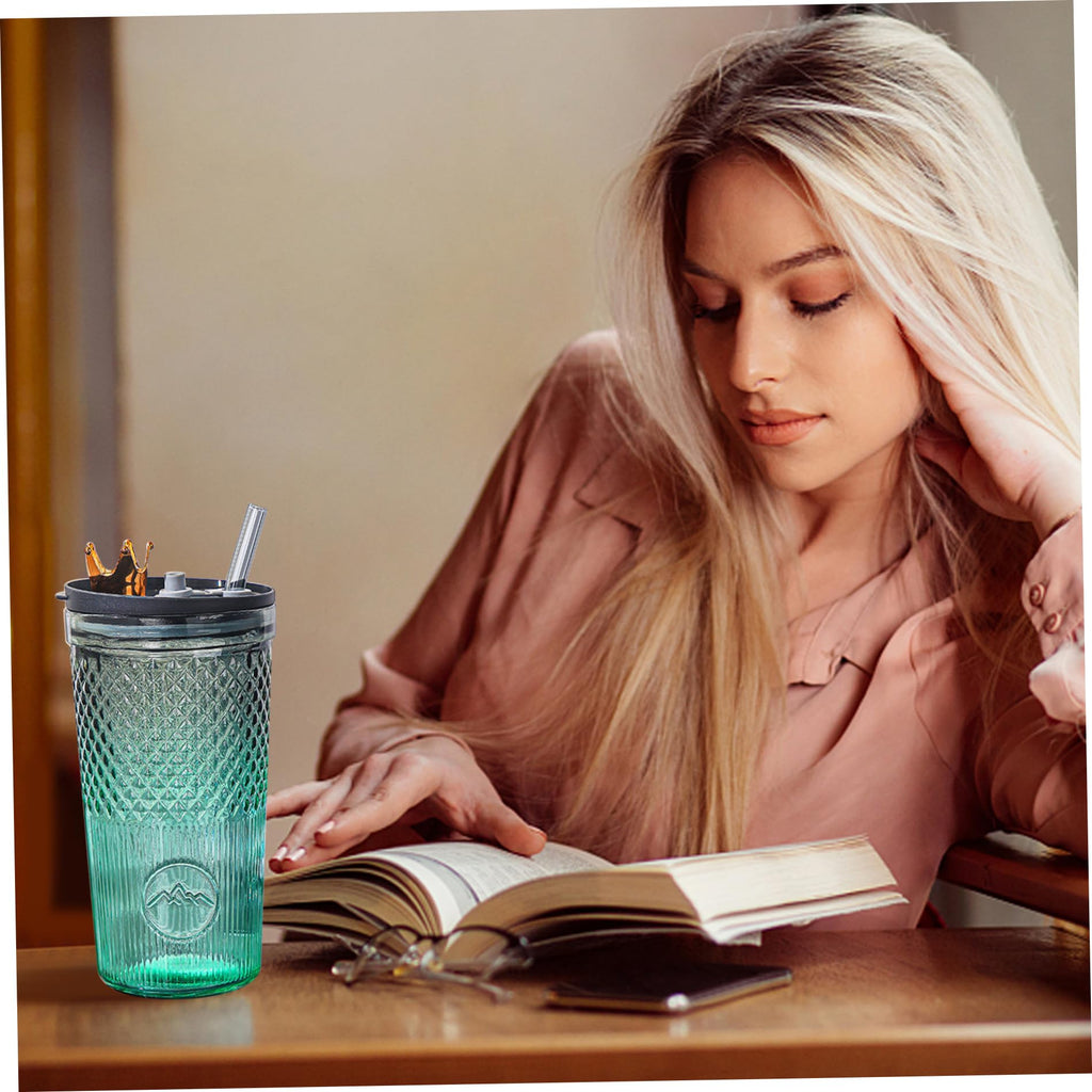 20Oz Glass Tumbler with Straw and Lid G59844