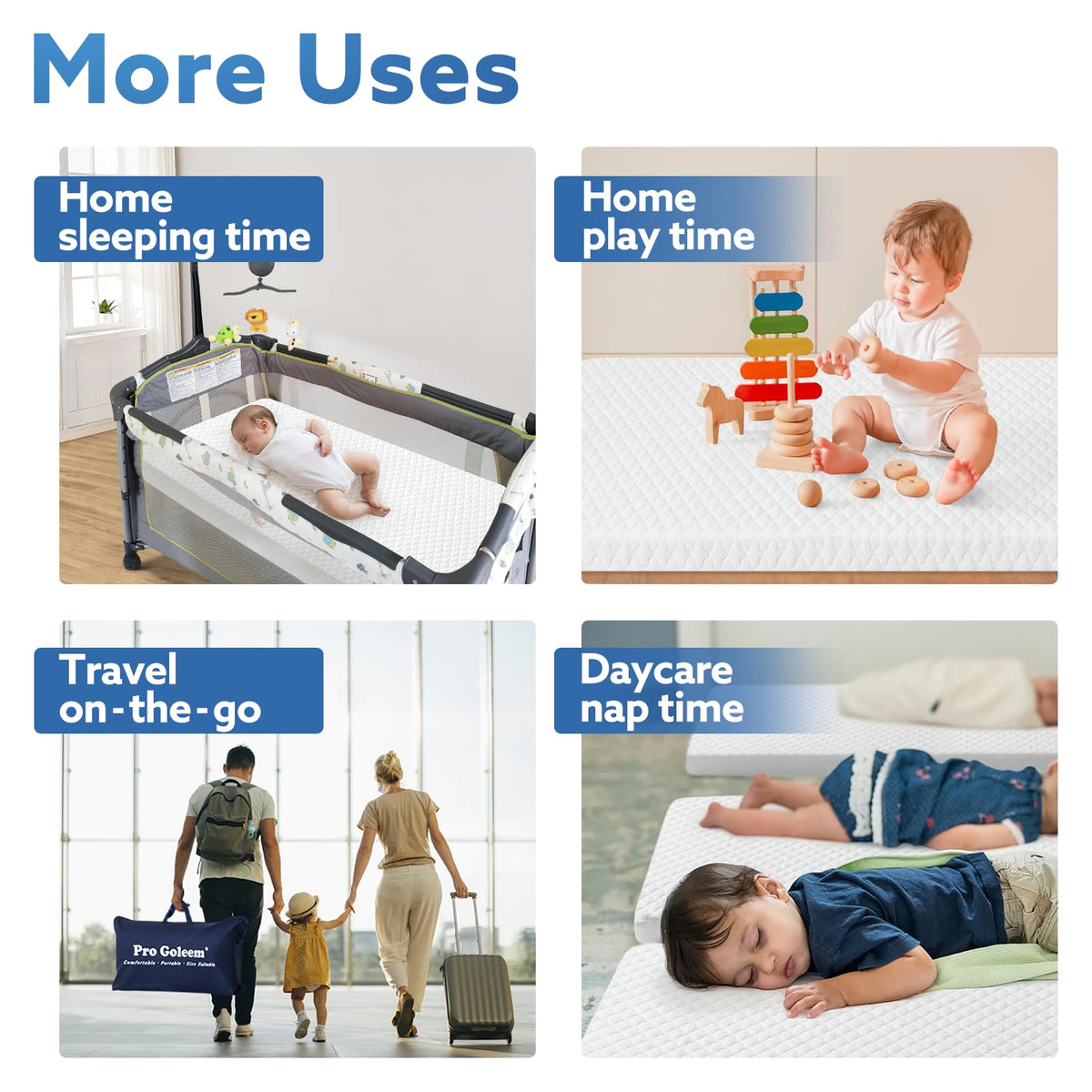 Waterproof Pack and Play Mattress 38"x26" White O5982