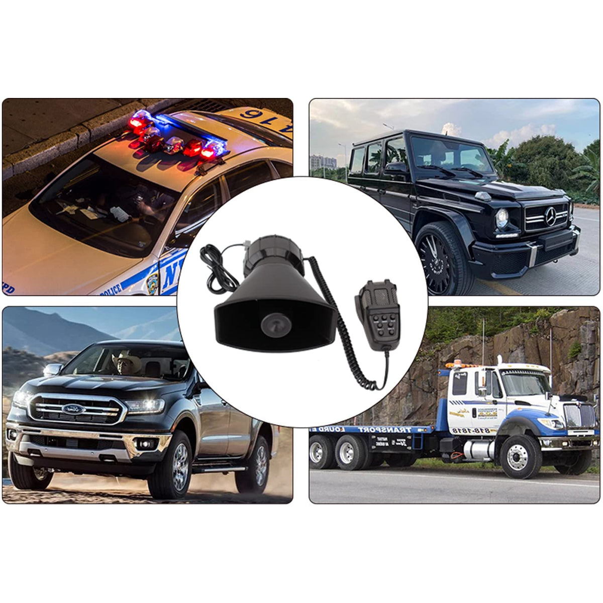 12V 100W 7 Tone Horn Siren PA System O3842