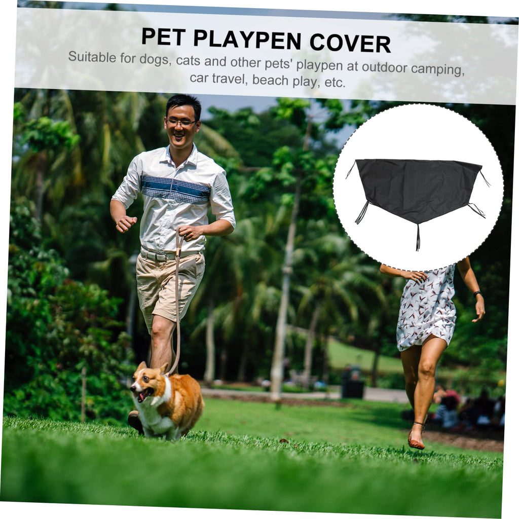 Waterproof Sunproof Dog Playpen Roof Cover 210D Oxford Cloth Black Y63116