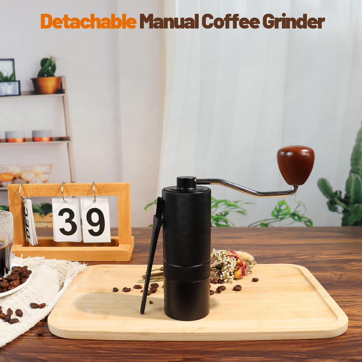 Manual Coffee Grinder Detachable Stainless Steel Conical Burr Black H8936