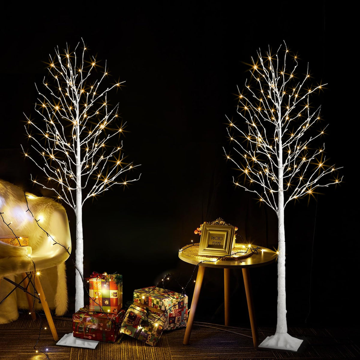 2 Pack 6 Feet Prelit White Artificial Christmas Trees M1351