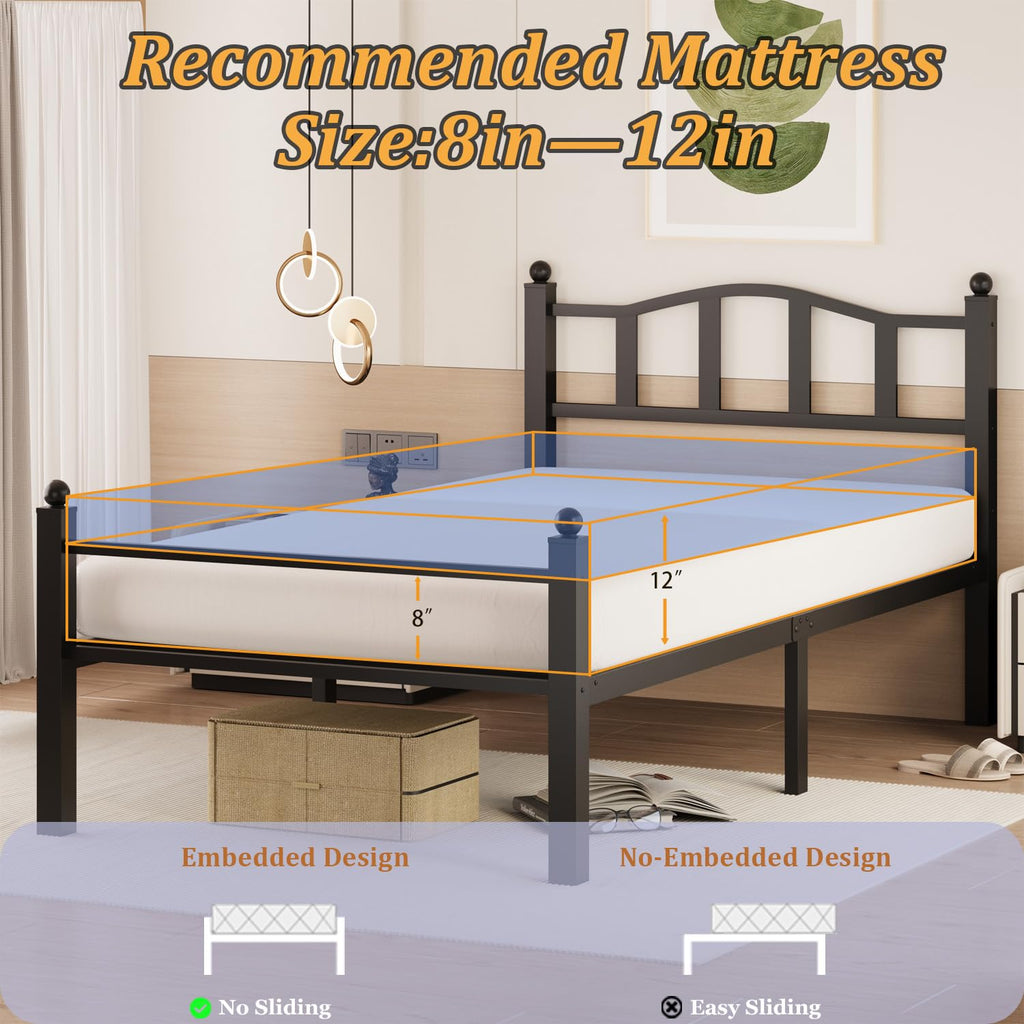Twin Bed Frames with Headboard H8022