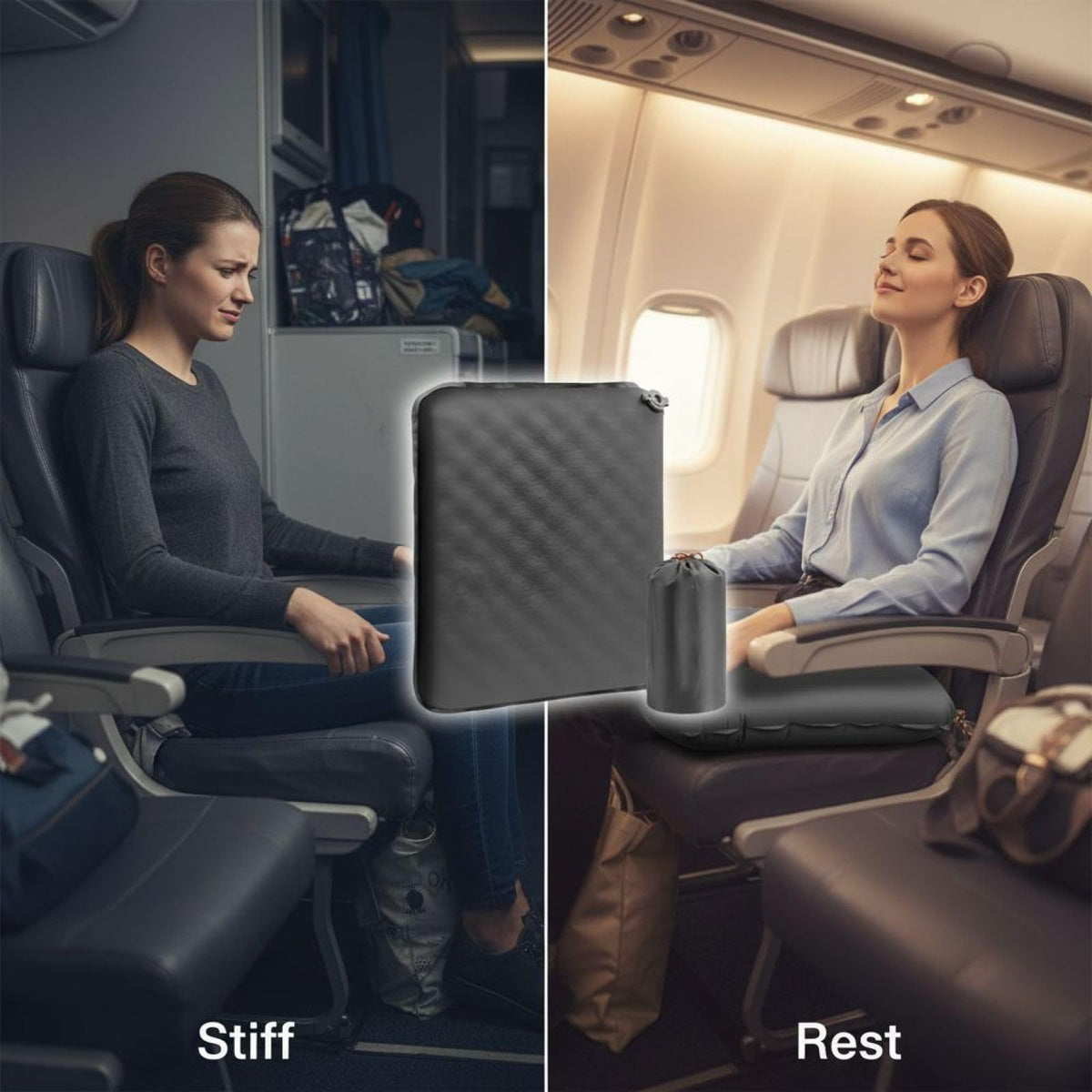 2 Pcs Inflatable Seat Cushion, 16.9 x 13 in Nylon TPU T7944