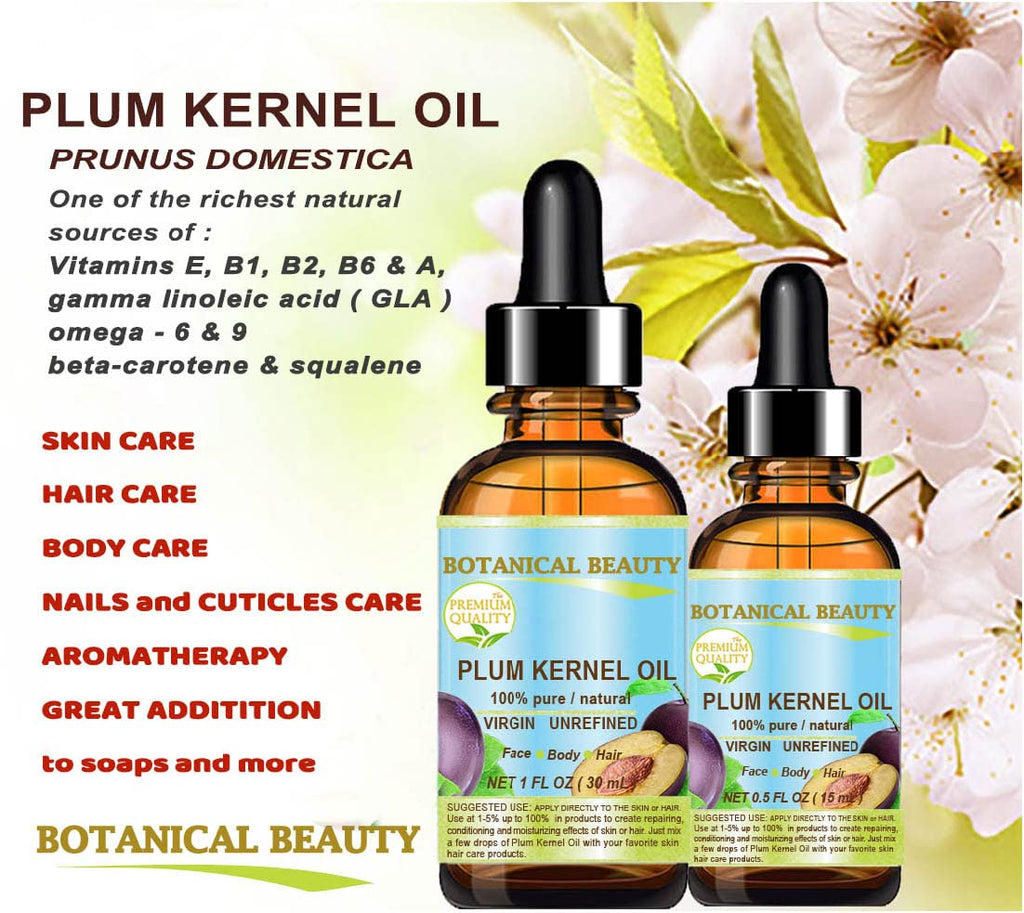 100% Pure Natural Virgin Unrefined Cold Pressed Plum Kernel Oil 1 oz G7482