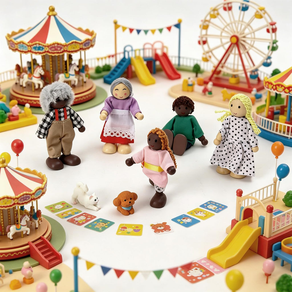 7 Pieces Wooden Dollhouse Family Set Q984