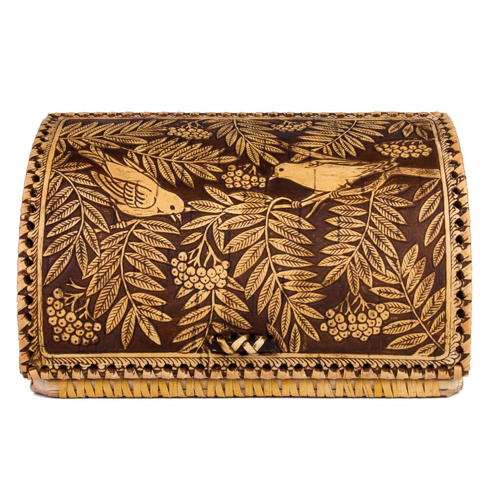 Birds Pattern Birch Bark Bread Box N722845