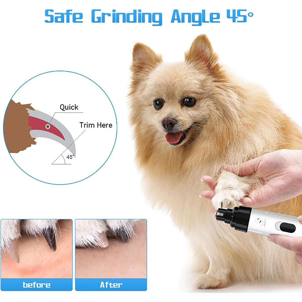 Rechargeable Quiet Low Vibration Electric Dog Nail Grinder & Trimmer with LED Light L378