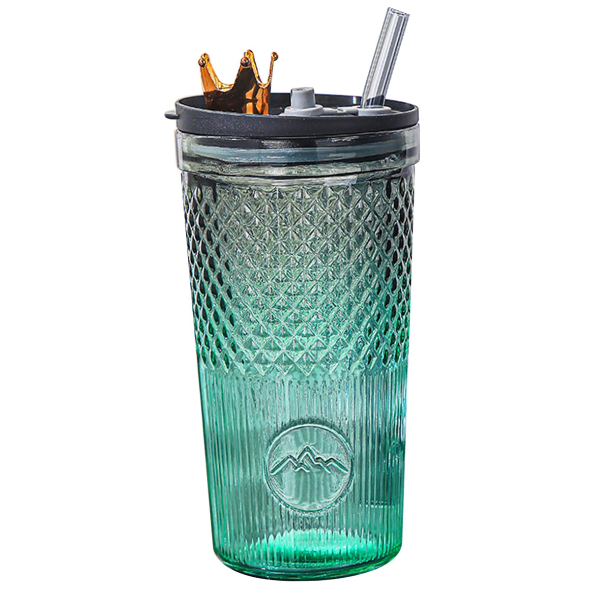 20Oz Glass Tumbler with Straw and Lid G59844