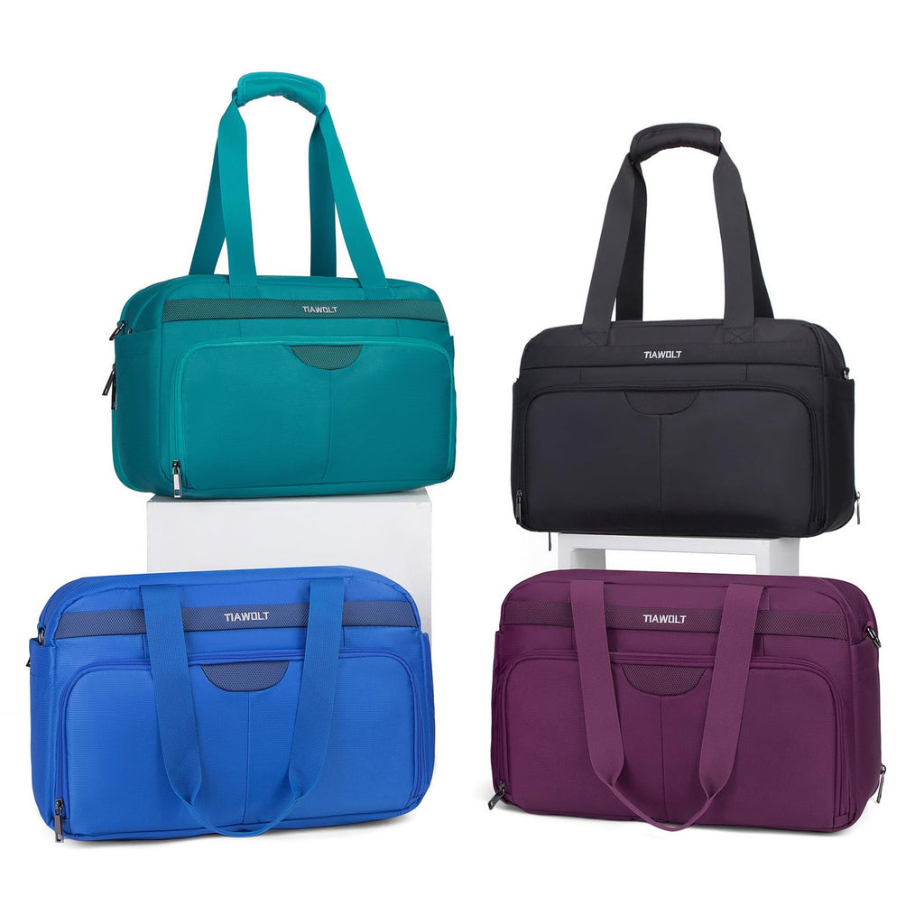 Black Expandable Carry-On Luggage Duffel Bag with Adjustable Strap Z534519