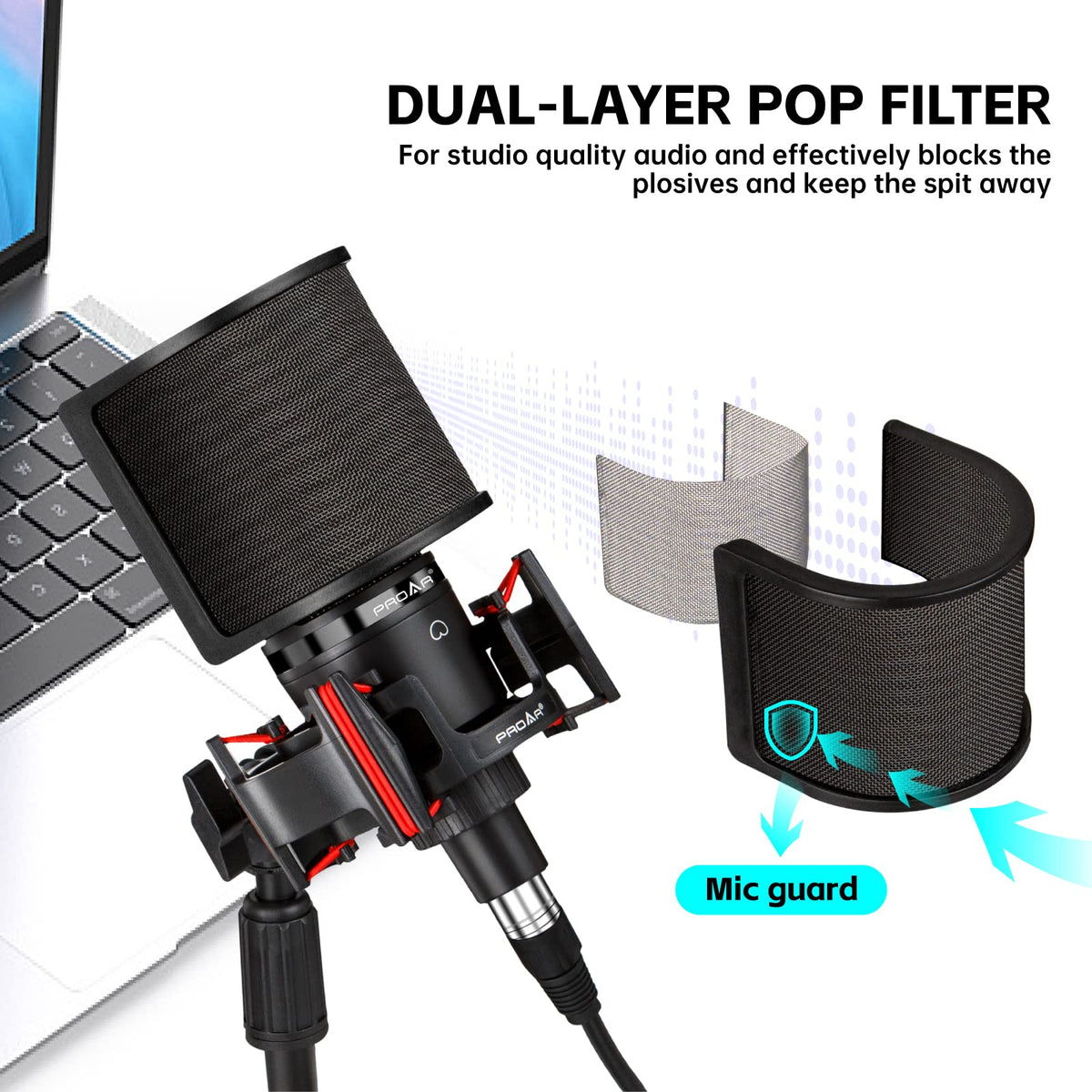 XLR Cardioid Condenser Podcast Microphone with Desktop Stand T435