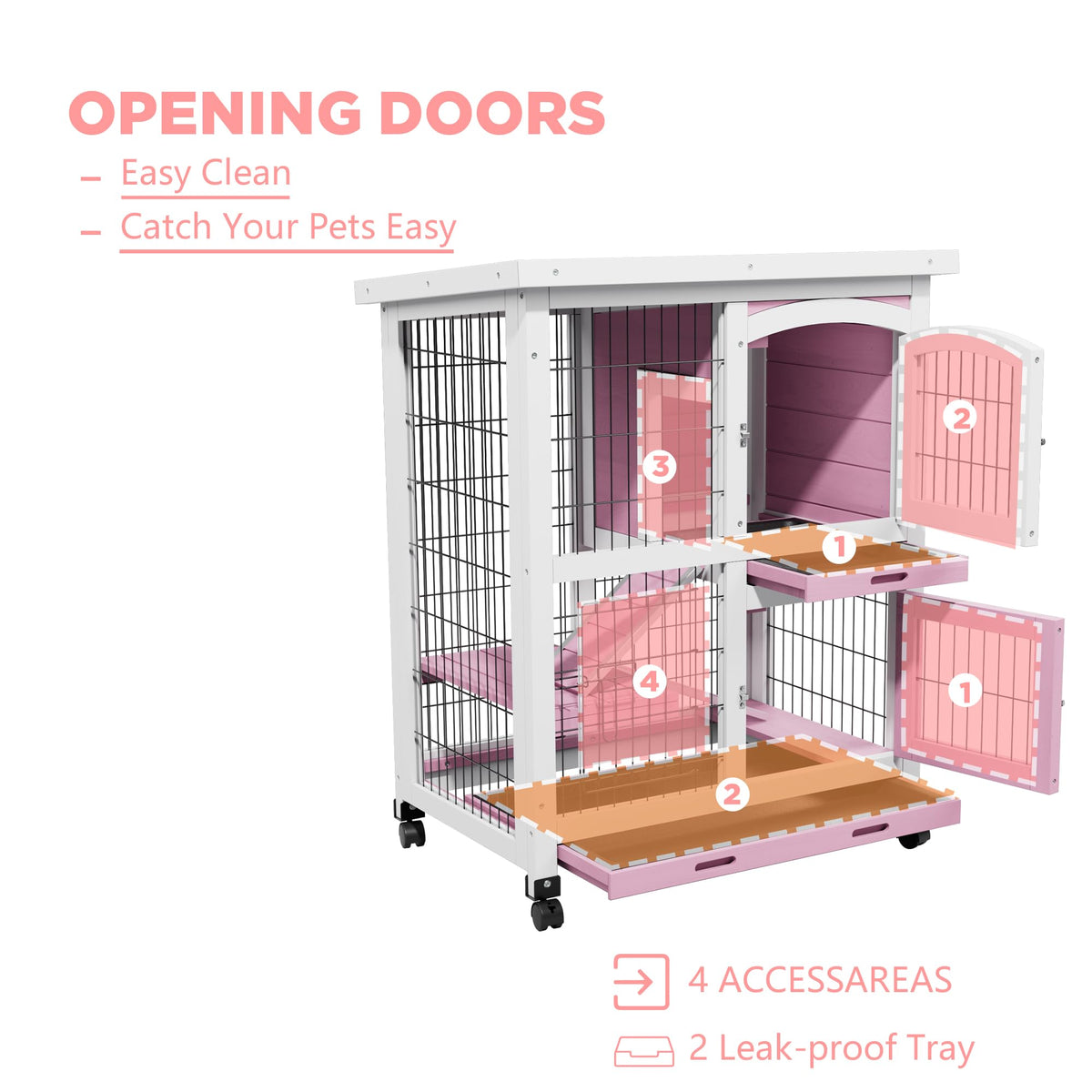2-Story Wooden Bunny Cage with Removable Tray R266