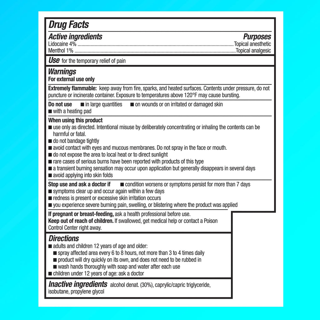 Lidocaine Pain Relief Dry Spray 4 oz W910