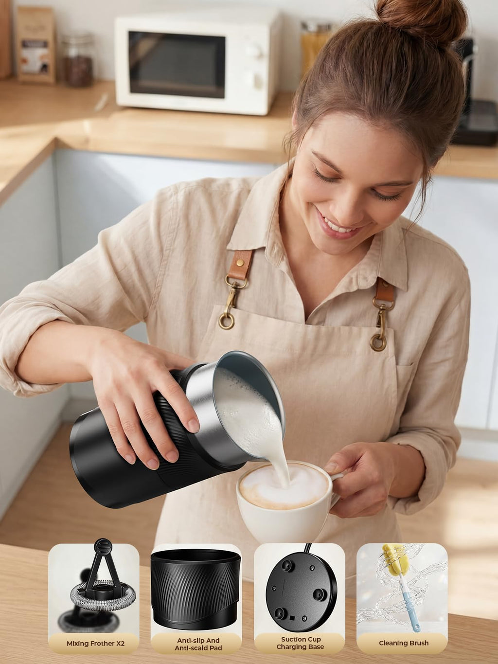 350ml Electric Milk Frother 4-in-1 Hot & Cold D589