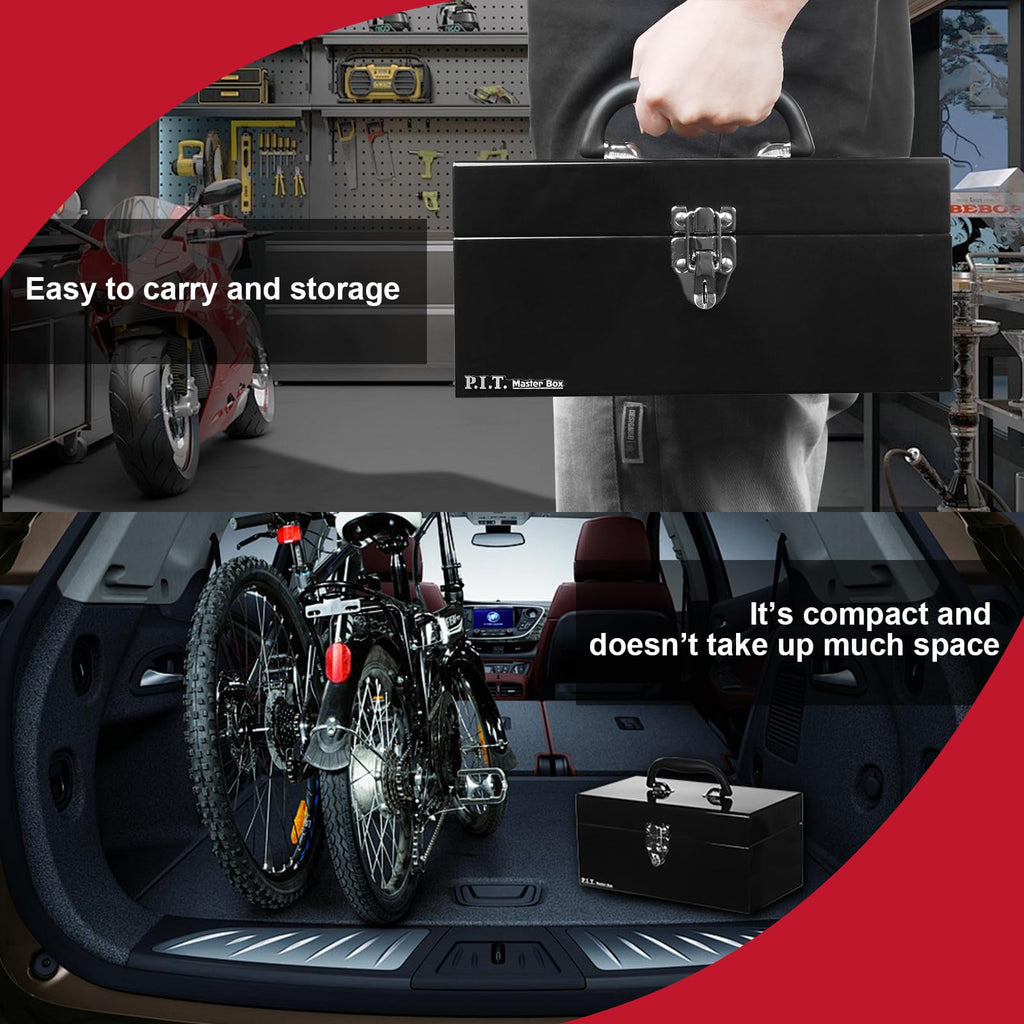 Metal Tool Box 12 Inch Portable Small Toolbox with Latch Black Q309080