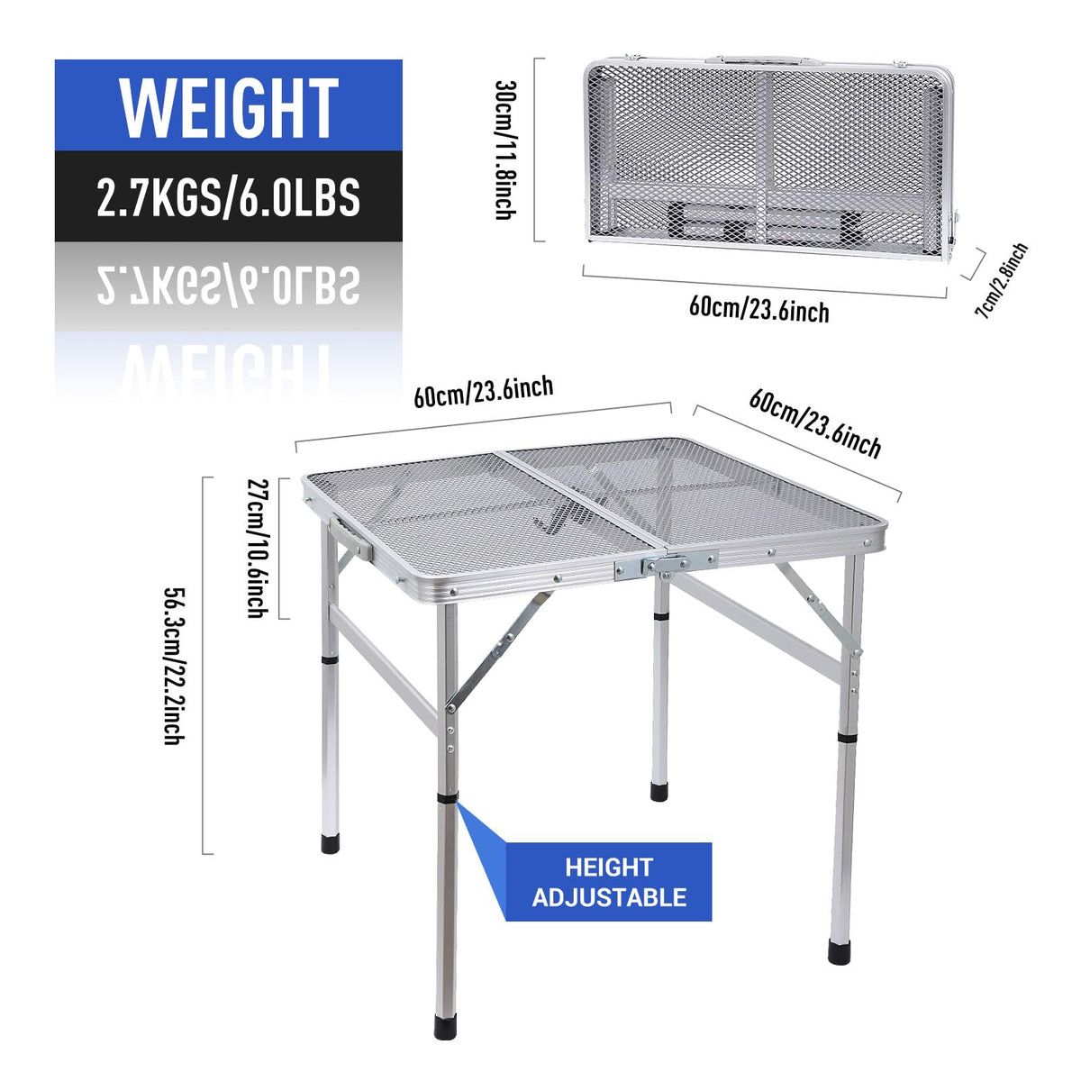 Height Adjustable Aluminum Folding Table X39139
