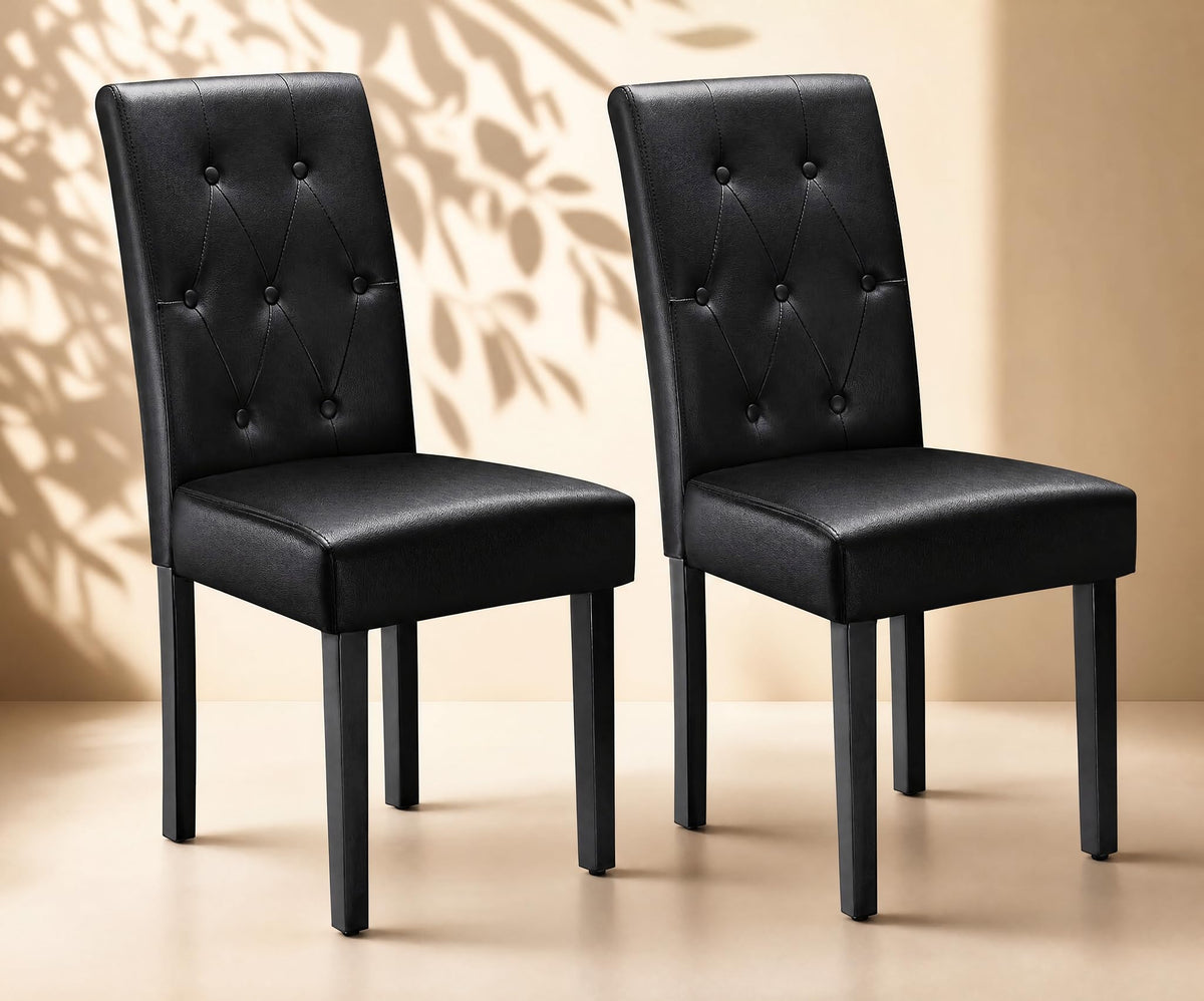 Upholstered Dining Chairs Set of 2 PU Leather Button Tufted M672