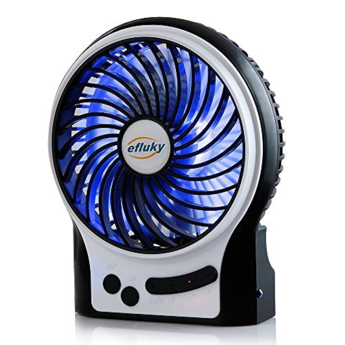 4.9-Inch Mini Desk Fan, 3 Speeds, Rechargeable USB Powered with LED Light, Black C849354