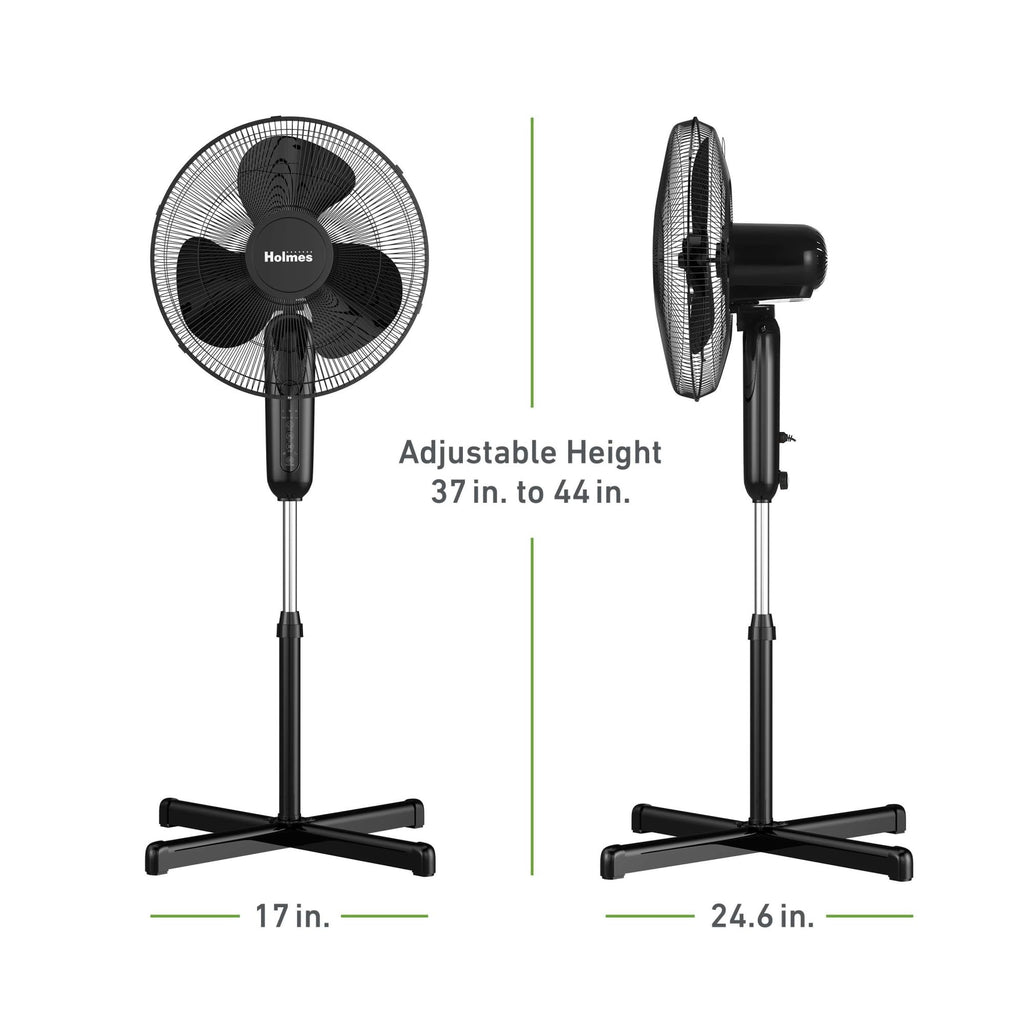 16" Digital Stand Fan, 80° Oscillation, 3 Speeds, Remote Control, Black V129773