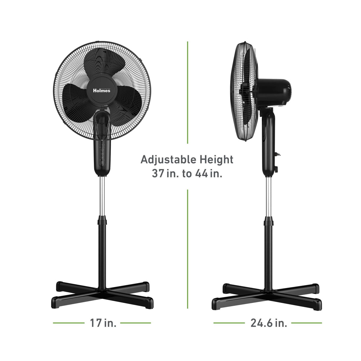 16" Digital Stand Fan, 80° Oscillation, 3 Speeds, Remote Control, Black V129773