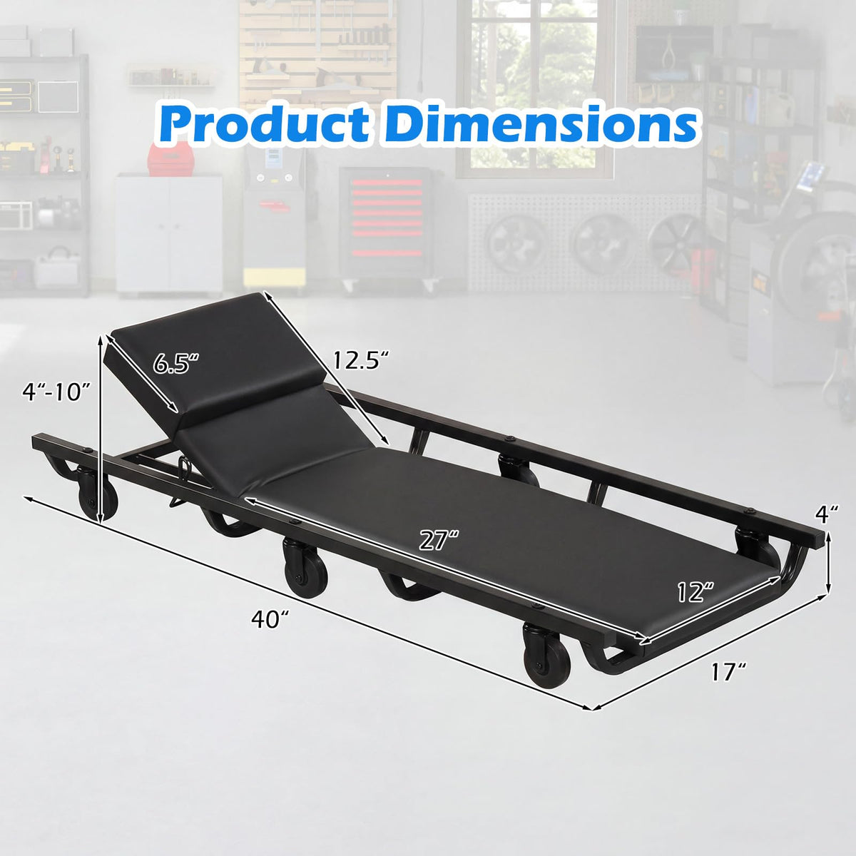 40 Inch Padded Rolling Creeper with 6 Swivel Casters M4675