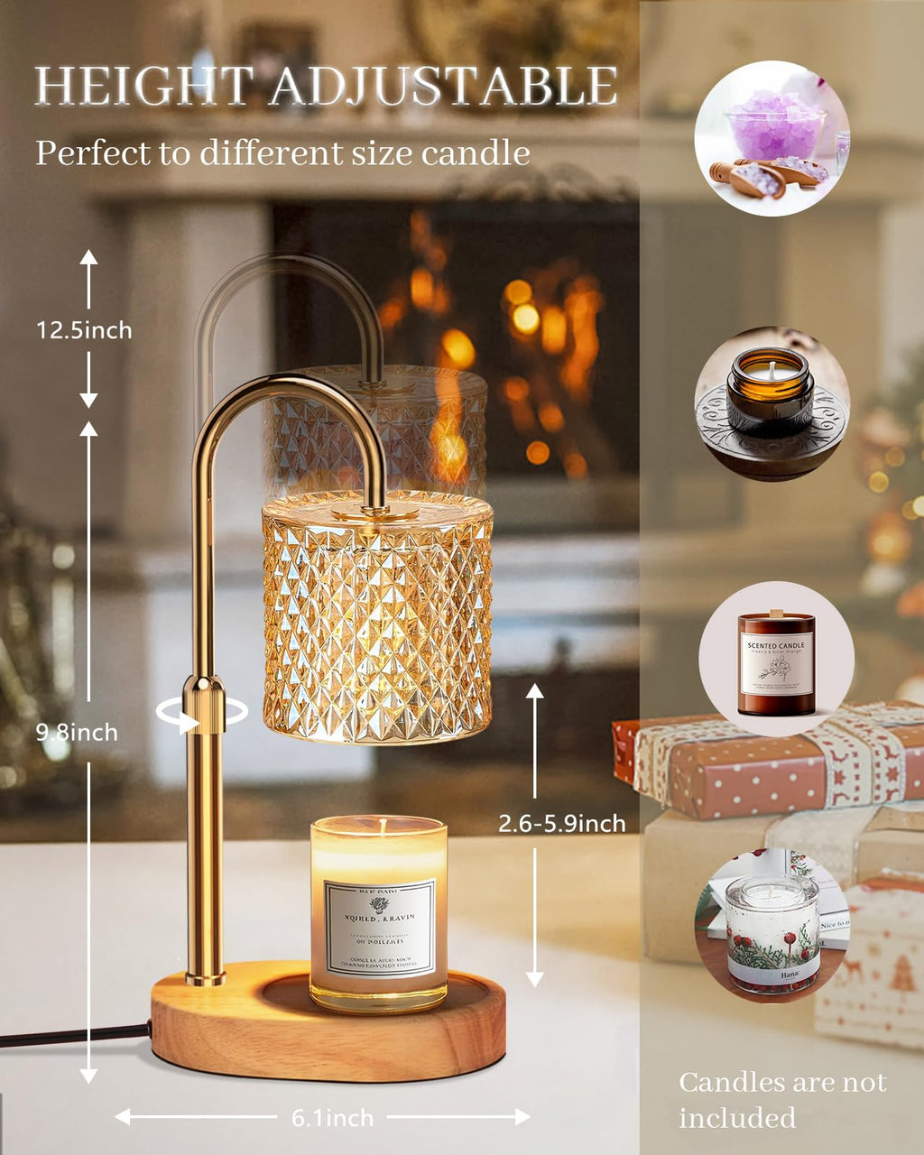 Candle Warmer Lamp with Timer Dimmer Adjustable Height M666312
