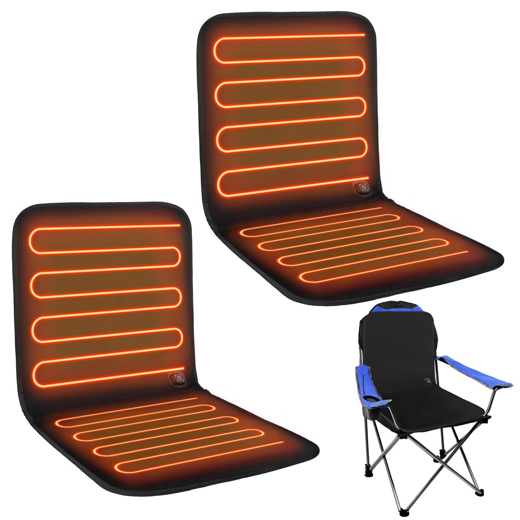Black 2 Pcs USB Portable Heated Seat Cushion with Back Support M835244