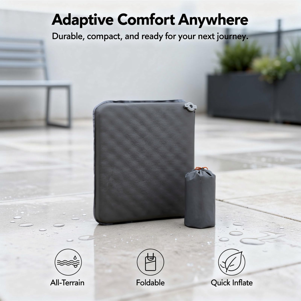 2 Pcs Inflatable Seat Cushion, 16.9 x 13 in Nylon TPU T7944