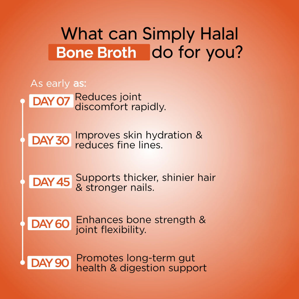 Halal Bone Broth Protein Powder, Grass-Fed Hydrolyzed Collagen, 25 Servings 16 Oz B560