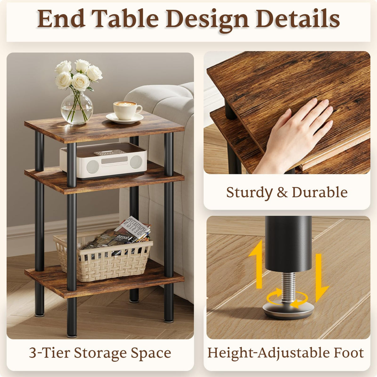3-Tier Metal Side Table H970876