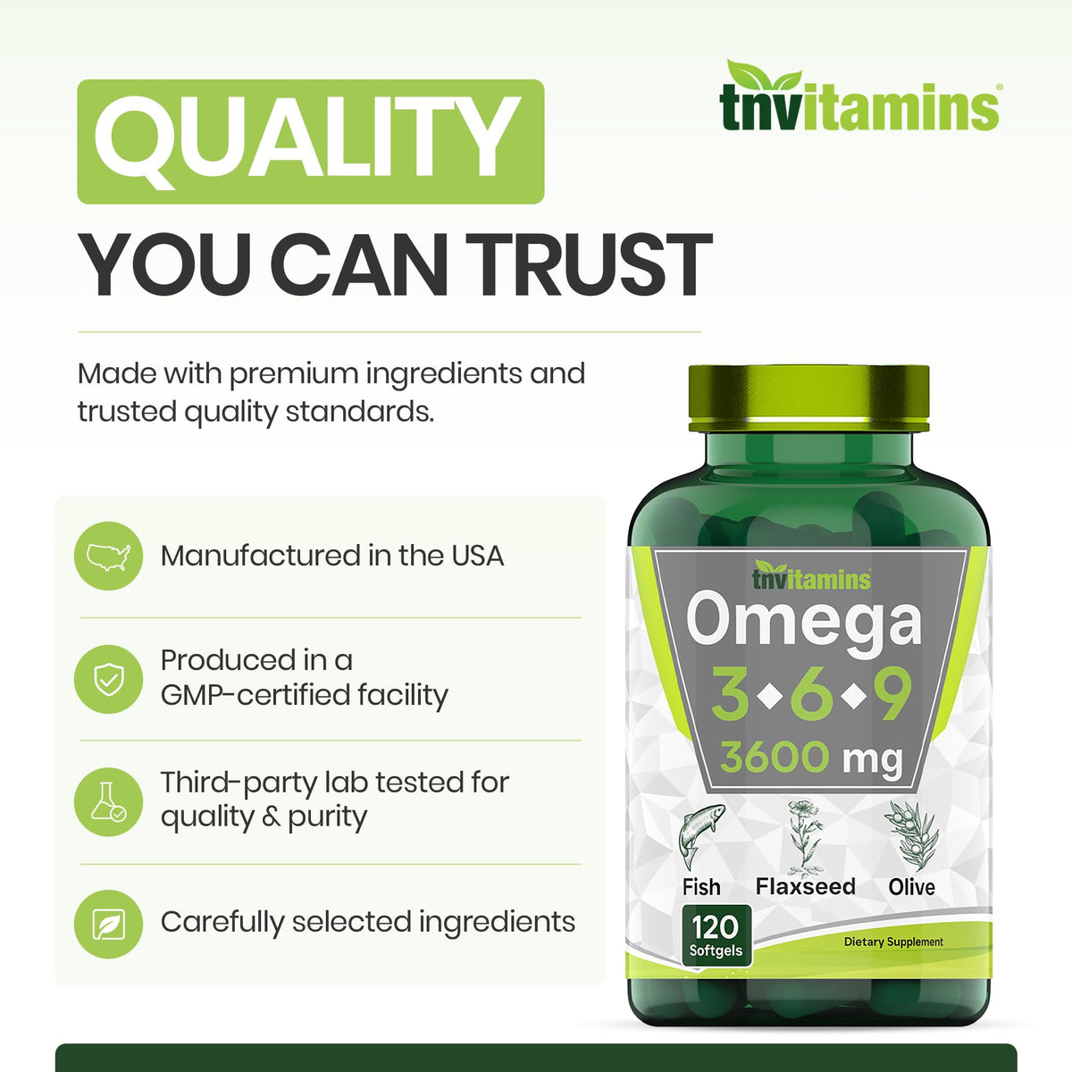 3600mg Omega 3 6 9 Softgels Fish Oil Flaxseed Olive Oil H666