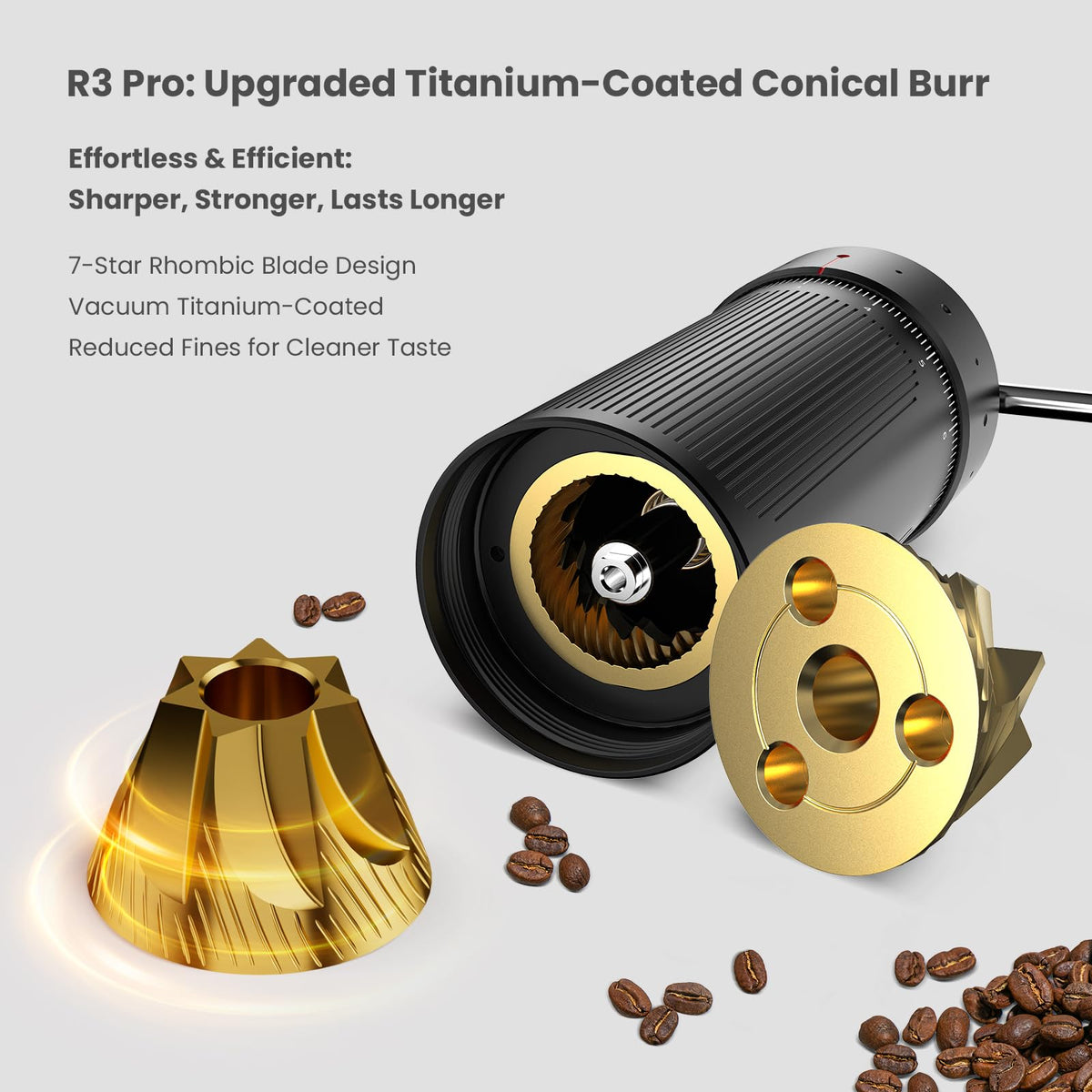 Manual Coffee Grinder with Titanium Coated Conical Burr L3305