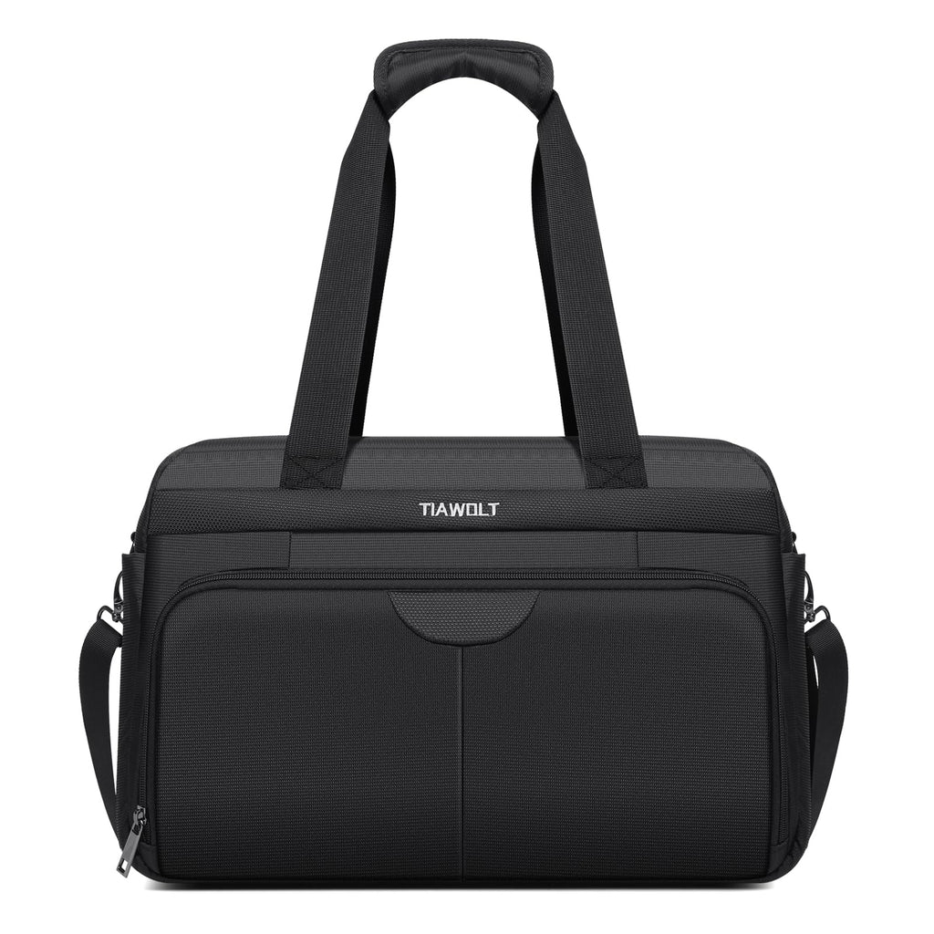 Black Expandable Carry-On Luggage Duffel Bag with Adjustable Strap Z534519