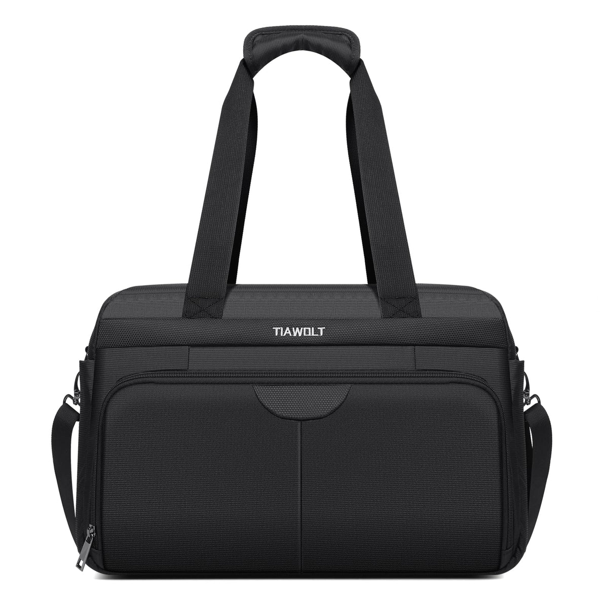 Black Expandable Carry-On Luggage Duffel Bag with Adjustable Strap Z534519