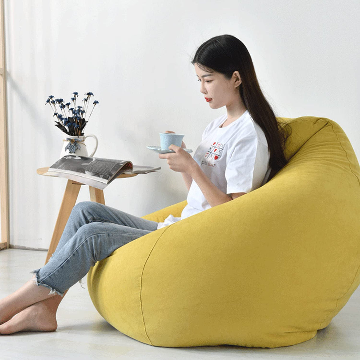 Yellow Washable Bean Bag Chair Cover I965353