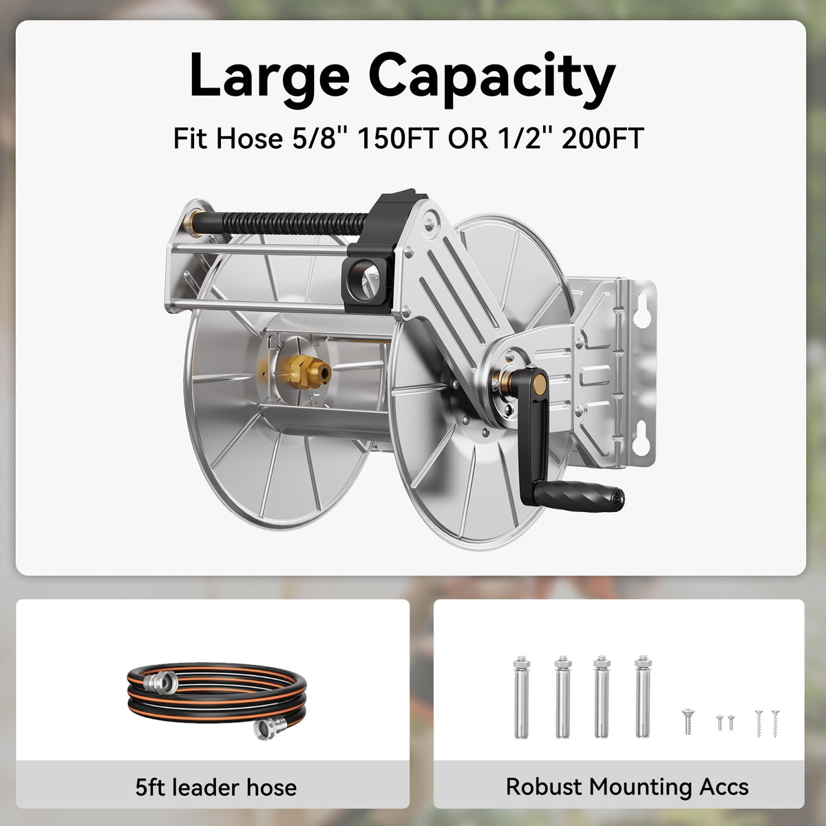 Wall Mounted Stainless Steel Garden Hose Reel V5300
