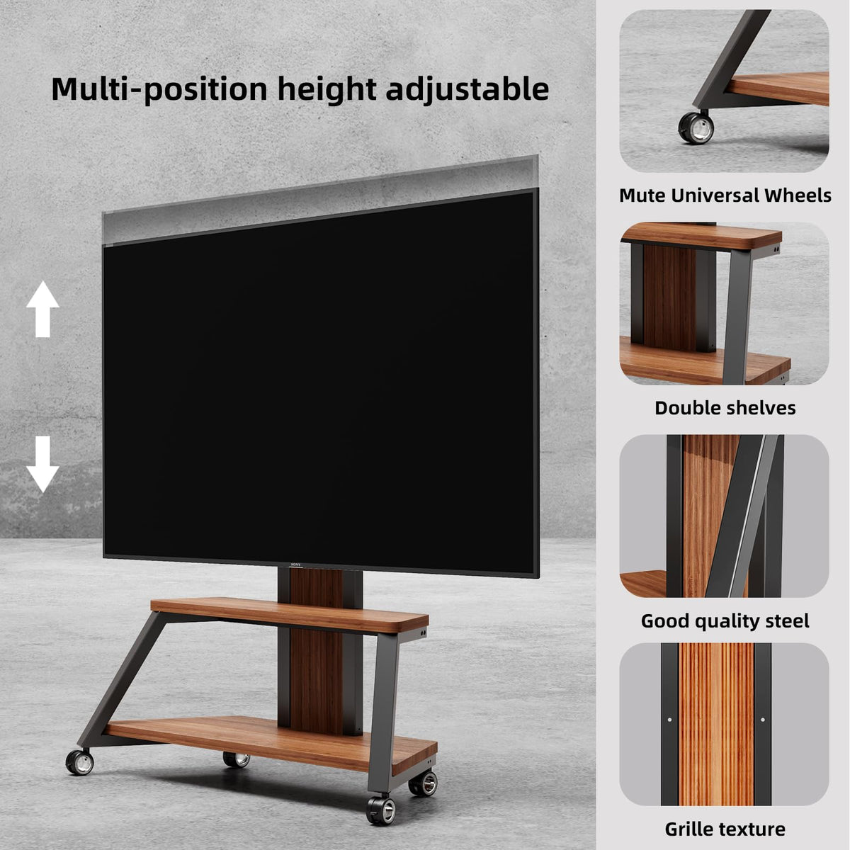 Heavy Duty Mobile TV Stand with Wheels Q280993