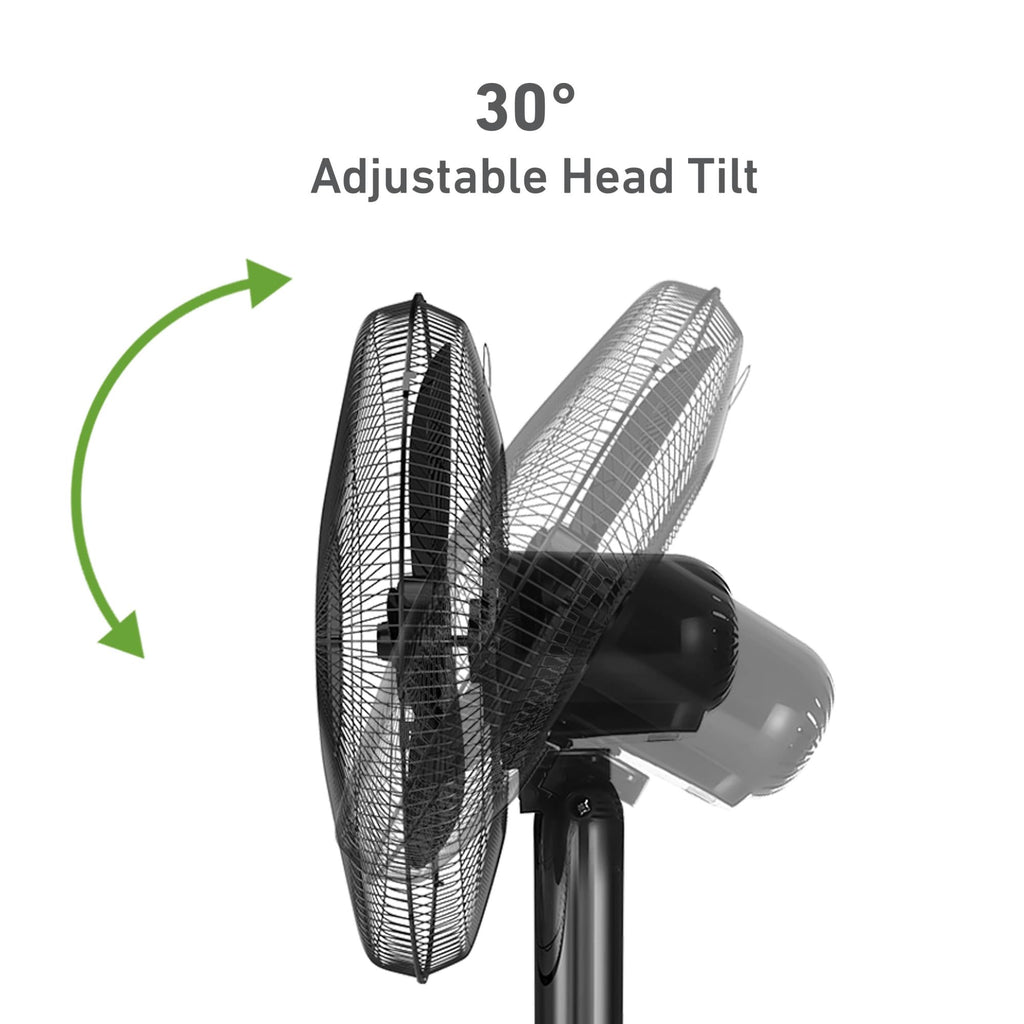 16" Digital Stand Fan, 80° Oscillation, 3 Speeds, Remote Control, Black V129773
