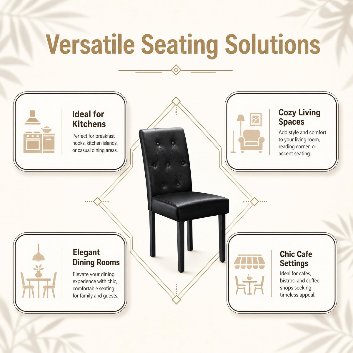 Upholstered Dining Chairs Set of 2 PU Leather Button Tufted M672