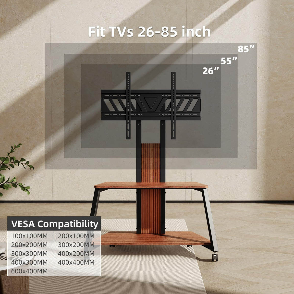 Heavy Duty Mobile TV Stand with Wheels Q280993