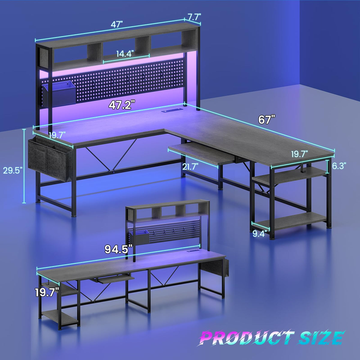 L Shaped Office Desk with Hutch W86567