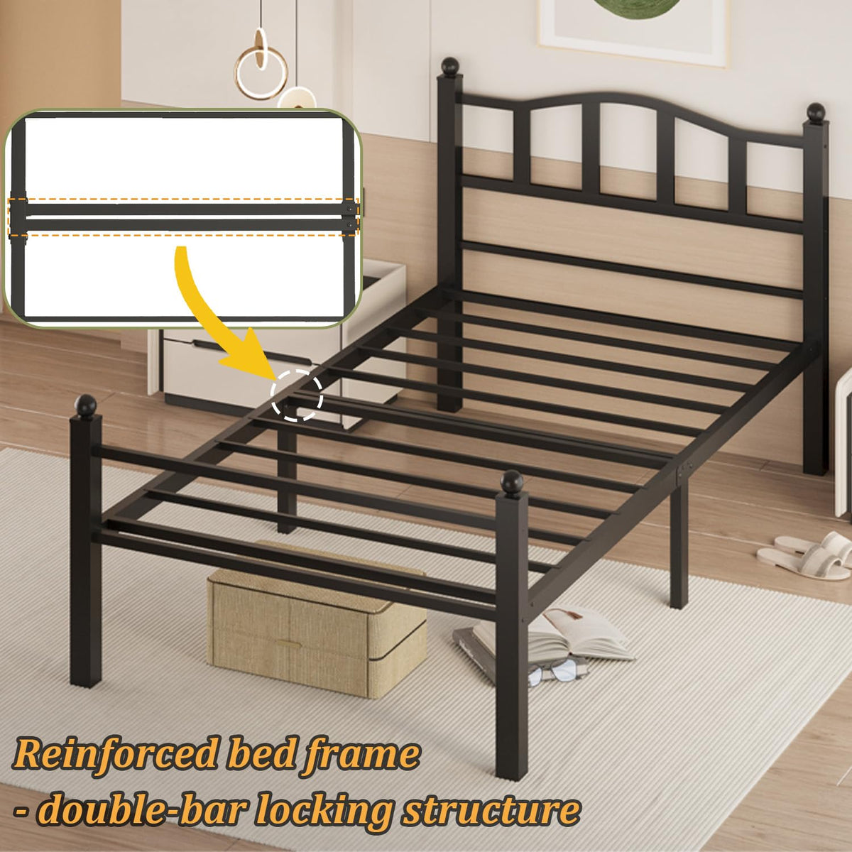 Twin Bed Frames with Headboard H8022