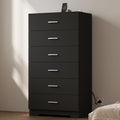Black 6 Drawer Wood Dresser with Power Outlets U68372