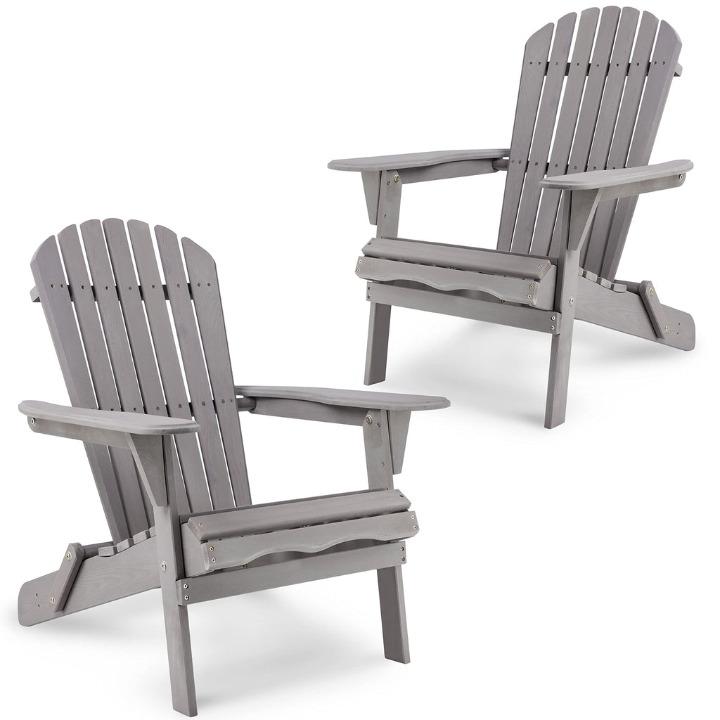 Wood Folding Adirondack Chair Set of 2 Solid Cedar R91136