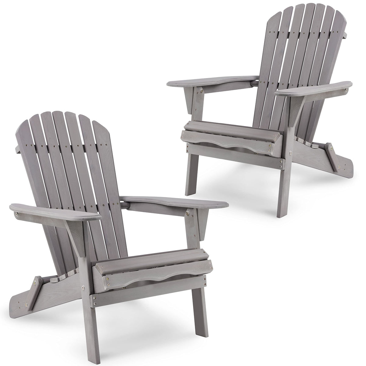 Wood Folding Adirondack Chair Set of 2 Solid Cedar R91136